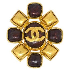 Chanel Brooch Pin Gold Brown 97A 135108